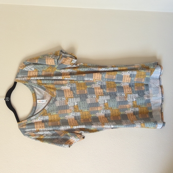 LuLaRoe Short Sleeve Tee - Gray, Yellow, White - Picture 1 of 4